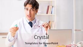  Presentation with young students working in groups - Presentation design featuring young handsome doctor oculist working background and a  colored foreground