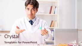  Presentation with working - Amazing slide deck having young handsome doctor oculist working backdrop and a  colored foreground