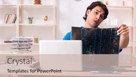  Presentation with radiologist - Beautiful slide deck featuring young handsome doctor radiologist working in the clinic backdrop and a soft green colored foreground