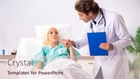  Presentation with female - Amazing theme having young-handsome-doctor-visiting-female and a  colored foreground