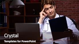  Presentation with night - Cool new slides with young handsome doctor working night backdrop and a wine colored foreground