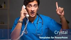  Presentation with night - Colorful slide deck enhanced with young-handsome-doctor-working-night backdrop and a ocean colored foreground