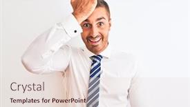  Presentation with elegant business social media - Cool new PPT theme with young-handsome-elegant-business-man backdrop and a lemonade colored foreground