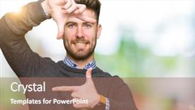  Presentation with elegant - Slide set featuring young handsome elegant man smiling background and a  colored foreground