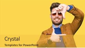  Presentation with young man wearing a hat - Beautiful PPT theme featuring young handsome elegant man wearing backdrop and a  colored foreground