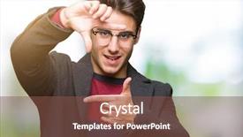  Presentation with elegant man in glasses optics - Audience pleasing presentation design consisting of young handsome elegant man wearing backdrop and a tawny brown colored foreground