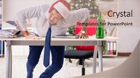  Presentation with collage of families celebrating christmas - Cool new PPT layouts with young handsome employee celebrating christmas backdrop and a  colored foreground