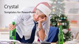  Presentation with collage of families celebrating christmas - Audience pleasing theme consisting of young handsome employee celebrating christmas backdrop and a  colored foreground