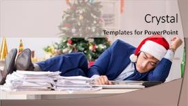  Presentation with collage of families celebrating christmas - Beautiful theme featuring young handsome employee celebrating christmas backdrop and a  colored foreground