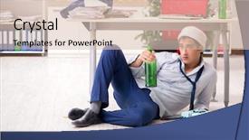  Presentation with collage of families celebrating christmas - Amazing slides having young handsome employee celebrating christmas backdrop and a  colored foreground