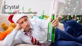  Presentation with collage of families celebrating christmas - Amazing slide set having young handsome employee celebrating christmas backdrop and a  colored foreground