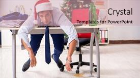  Presentation with collage of families celebrating christmas - Colorful presentation design enhanced with young handsome employee celebrating christmas backdrop and a  colored foreground