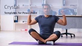  Presentation with sport - Amazing slide set having young-handsome-employee-doing-sport backdrop and a light blue colored foreground