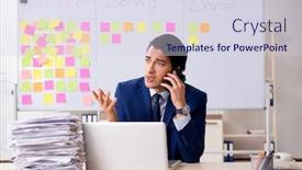  Presentation with whiteboard - Presentation theme having young handsome employee in front of whiteboard with to-do list background and a sky blue colored foreground