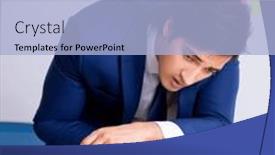  Presentation with whiteboard - Theme enhanced with young-handsome-employee-in-front background and a light blue colored foreground