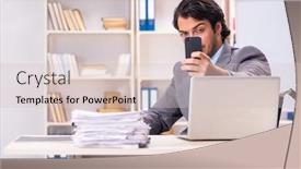  Presentation with employee anniversary work office - Colorful presentation theme enhanced with young handsome employee in wheelchair at the office backdrop and a lemonade colored foreground