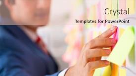  Presentation with employee job satisfaction and extravert - PPT layouts enhanced with young handsome employee with many conflicting priorities background and a lemonade colored foreground