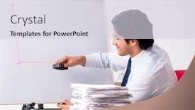  Presentation with financial - Presentation design consisting of young-handsome-financial-speciaist background and a  colored foreground