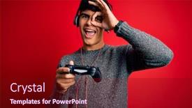  Presentation with video game - PPT layouts having young-handsome-gamer-man-playing background and a wine colored foreground