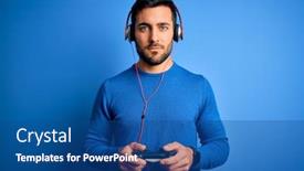  Presentation with video game - Beautiful slide set featuring young-handsome-gamer-man backdrop and a ocean colored foreground