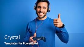  Presentation with video game - Audience pleasing slide set consisting of young-handsome-gamer-man backdrop and a ocean colored foreground