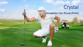  Presentation with course - Presentation theme with young handsome golfer background and a sky blue colored foreground