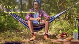  Presentation with picnic - Presentation theme enhanced with young-handsome-hipster-male-sitting background and a tawny brown colored foreground
