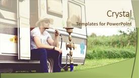  Presentation with hookah - Audience pleasing presentation theme consisting of young handsome hipster smoking hookah backdrop and a cream colored foreground