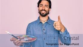  Presentation with artist - PPT theme having young-handsome-hispanic-artist-man background and a teal colored foreground