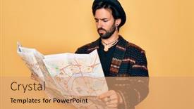  Presentation with bohemian - Beautiful presentation design featuring young-handsome-hispanic-bohemian-hipster backdrop and a coral colored foreground