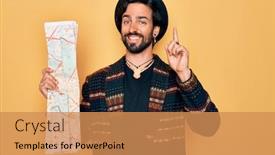  Presentation with bohemian - Amazing presentation design having young-handsome-hispanic-bohemian-hipster backdrop and a coral colored foreground