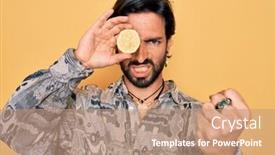  Presentation with bohemian - Colorful slide deck enhanced with young-handsome-hispanic-bohemian-hipster backdrop and a coral colored foreground