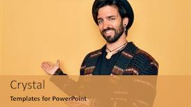  Presentation with bohemian - PPT theme with young-handsome-hispanic-bohemian-man background and a yellow colored foreground