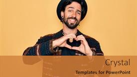  Presentation with bohemian - Cool new presentation design with young-handsome-hispanic-bohemian-man backdrop and a gold colored foreground