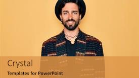  Presentation with bohemian - Presentation design having young-handsome-hispanic-bohemian-man background and a gold colored foreground