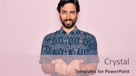  Presentation with hippie - Cool new slide set with young-handsome-hispanic-bohemian-man backdrop and a lemonade colored foreground