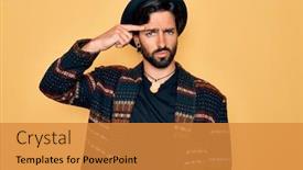  Presentation with acne - Audience pleasing presentation theme consisting of young-handsome-hispanic-bohemian-man backdrop and a gold colored foreground