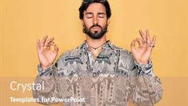  Presentation with bohemian - Audience pleasing presentation theme consisting of young-handsome-hispanic-bohemian-man backdrop and a coral colored foreground