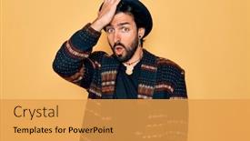  Presentation with bohemian - Colorful theme enhanced with young-handsome-hispanic-bohemian-man backdrop and a yellow colored foreground