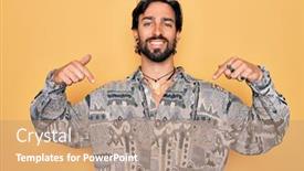  Presentation with bohemian - PPT theme consisting of young-handsome-hispanic-bohemian-man background and a coral colored foreground