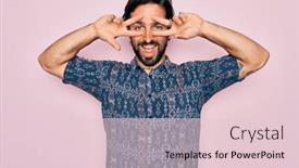  Presentation with bohemian - Cool new presentation design with young-handsome-hispanic-bohemian-man backdrop and a lemonade colored foreground