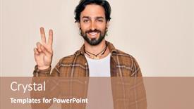  Presentation with hippie - Presentation theme with young-handsome-hispanic-bohemian-man background and a coral colored foreground