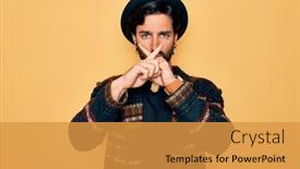  Presentation with bohemian - Audience pleasing PPT layouts consisting of young-handsome-hispanic-bohemian-man backdrop and a gold colored foreground
