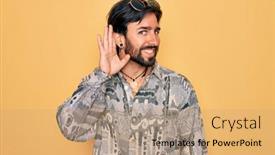  Presentation with bohemian - PPT theme having young-handsome-hispanic-bohemian-man background and a coral colored foreground