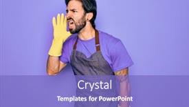  Presentation with hand washing - Beautiful slide set featuring young-handsome-hispanic-clenaer-man backdrop and a violet colored foreground