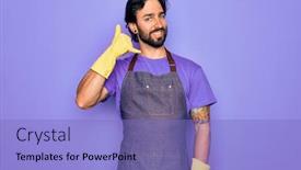  Presentation with hand washing - Beautiful PPT layouts featuring young-handsome-hispanic-clenaer-man backdrop and a light blue colored foreground