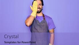  Presentation with hand washing - PPT theme enhanced with young-handsome-hispanic-clenaer-man background and a light blue colored foreground