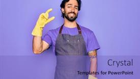  Presentation with hand washing - Theme enhanced with young-handsome-hispanic-clenaer-man background and a light blue colored foreground