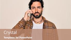  Presentation with hispanic - PPT layouts with young-handsome-hispanic-man-having background and a coral colored foreground