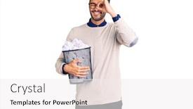  Presentation with bin - Slide set having young-handsome-hispanic-man-holding background and a white colored foreground